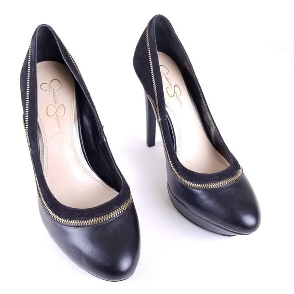 Jessica Simpson Black Pump Heels W/ Zipper Accent - Picture 3 of 6